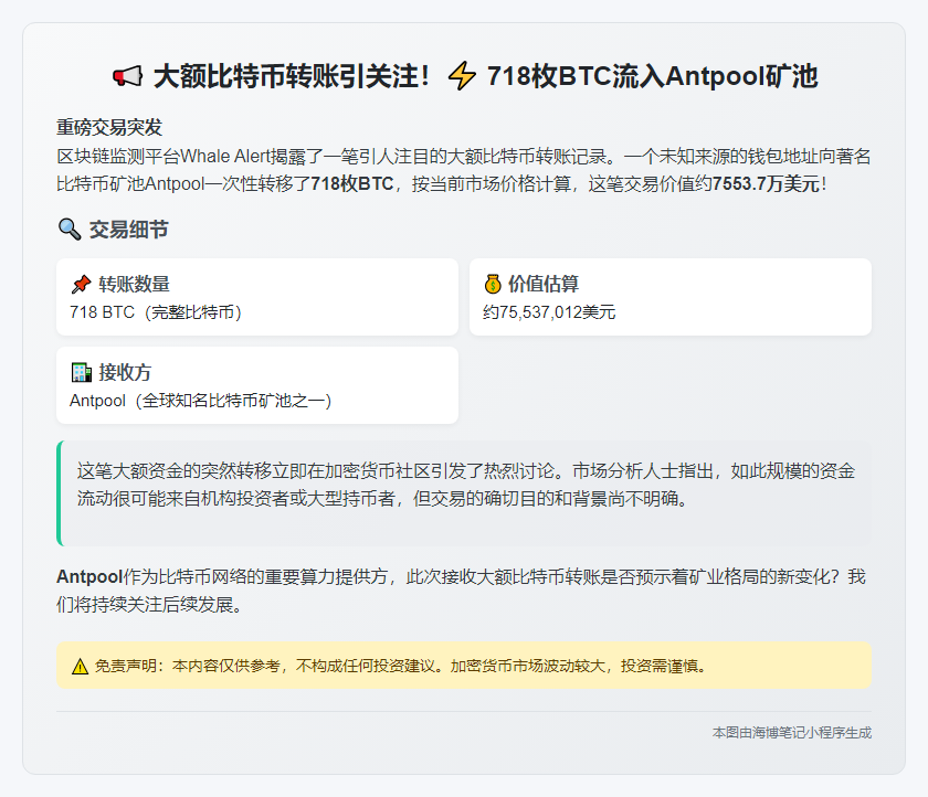 7.2亿BTC转Antpool