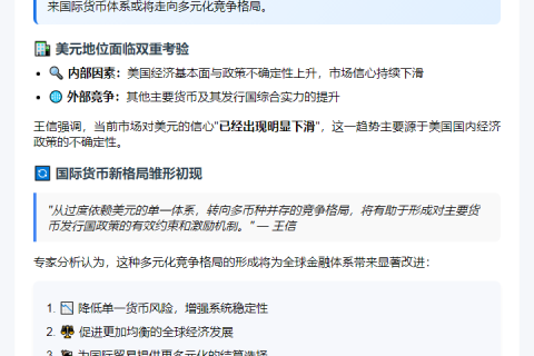 王信：美元地位取决于两大因素
