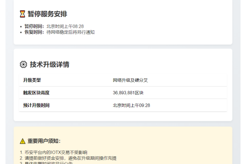 币安支持IOTX升级与硬分叉