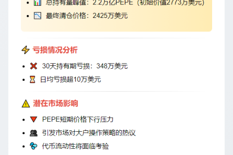 鲸鱼一月亏348万 2.2万亿PEPE蒸发