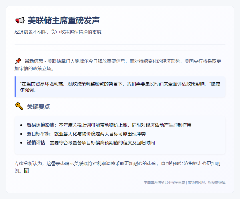 鲍威尔：美联储将耐心应对不确定性
