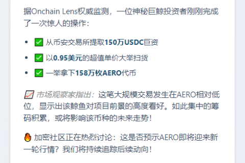 鲸鱼豪掷150万USDC买入158万AERO