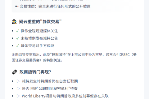 特朗普公司减持WLFI股份