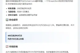 LayerZero团队存入361.5万美元ZRO至币安