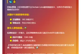 鲸鱼6小时提303枚BTC