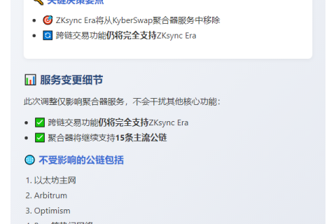 KyberSwap将7月1日下线ZKsync Era聚合器