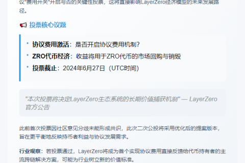 LayerZero启动第二轮"费用开关"投票