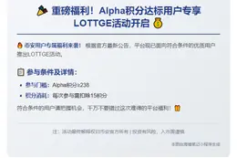 「Alpha积分238分可参与币安LOTTGE活动」