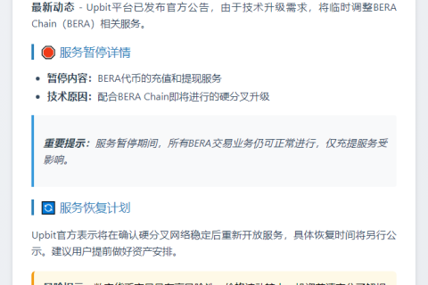 Upbit 暂停 BERA 充提业务