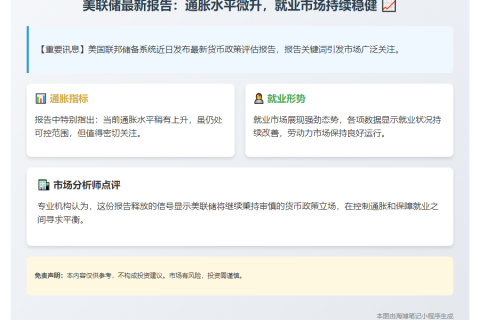 美联储：通胀略高 就业良好