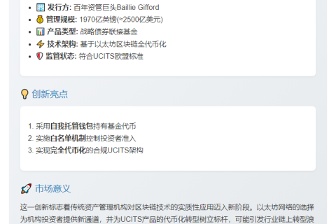 Baillie Gifford推出以太坊代币化UCITS基金