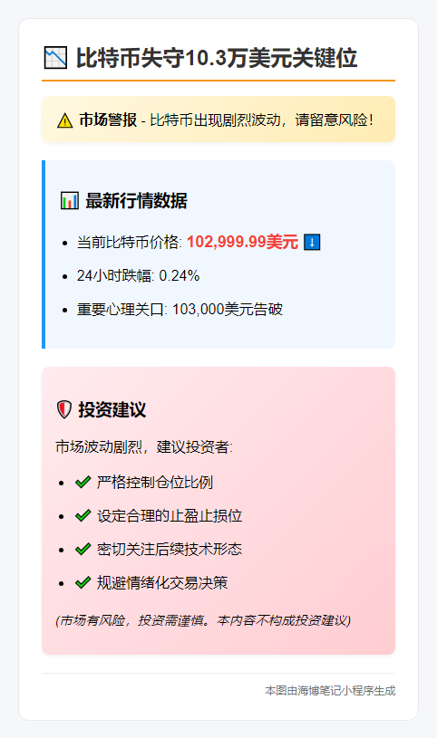 比特币失守10.3万美元