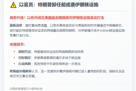 以官员：特朗普卸任前或袭伊朗核设施