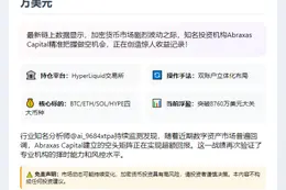 Abraxas做空BTC、ETH、SOL和HYPE获利8760万美元
