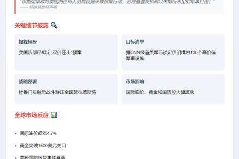 特朗普警告伊朗：报复将遭更强打击