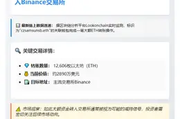 "czsamsunsb.eth向Binance转入12,606枚ETH"