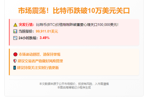 BTC跌破10万美元