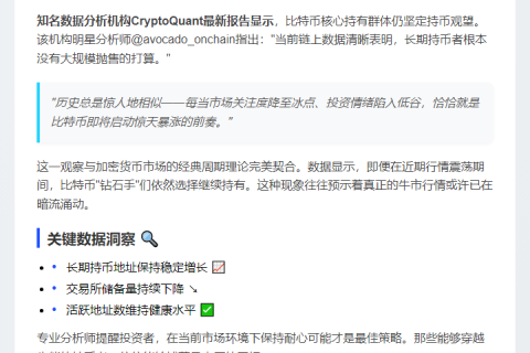 比特币长期持有者坚守未抛