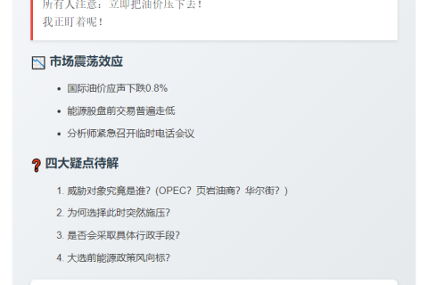 特朗普敦促降低油价