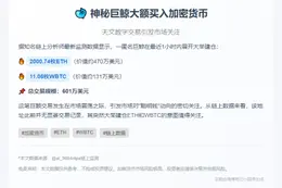 鲸鱼大额买入2000枚ETH和11枚WBTC