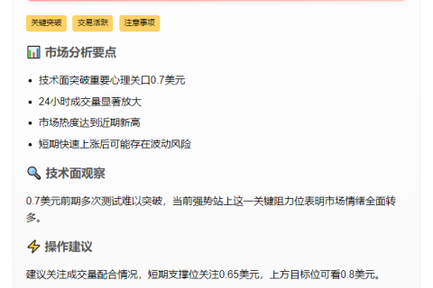 FET突破0.7美元