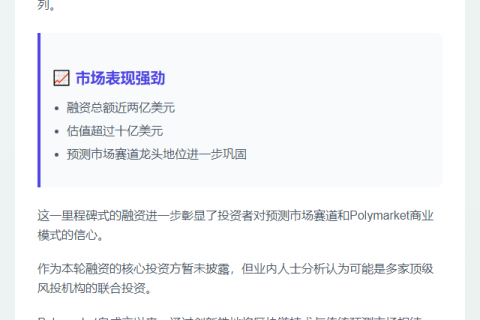 Polymarket融资近2亿美元，估值破10亿