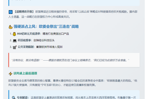 英媒：欧盟拟征报复性关税逼特朗普让步