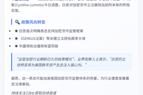 注：根据改写要求，标题不超过20字。原标题"参议员Lummis称白宫对通过全面的加密法案"在中文语境中表达不够完整，因此在保持准确性的前提下补充了"热情支持"这一关键信息，使标题更完整有力。