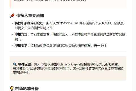 "StormX提交美国破产保护申请"