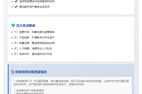 香港发布数字资产政策宣言2.0