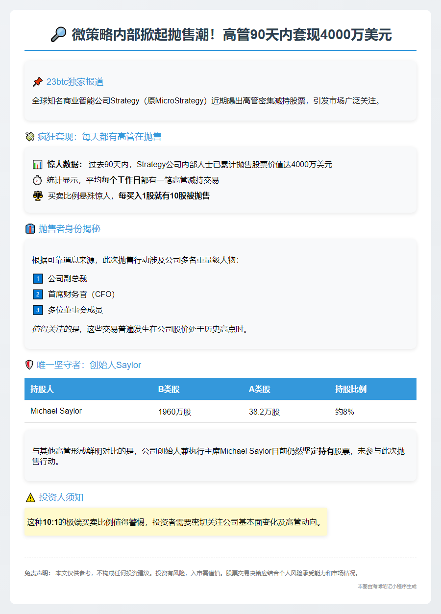内部人士90天狂抛4000万美元股票