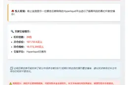 鲸鱼20倍做空BTC，开单价107,733.6美元