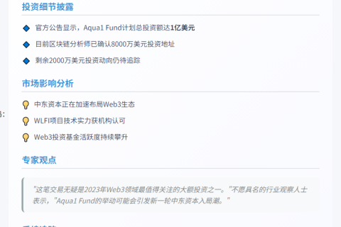 Web3基金Aqua1认购8000万美元WLFI