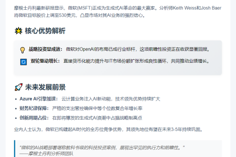 大摩：微软领跑AI创新周期