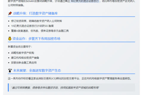 Bakkt拟发10亿美元证券，将比特币纳入财库