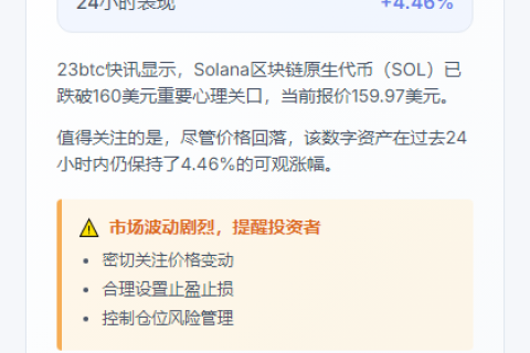 SOL跌破160美元