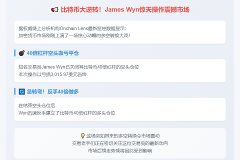 Wynn平仓比特币做空改做多