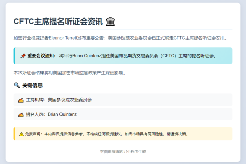 美参院6月10日听证CFTC主席提名