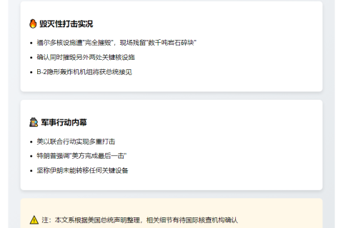 特朗普：摧毁伊朗三处核设施