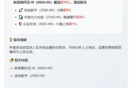 港股稳定币概念股走强，联易融涨超10%