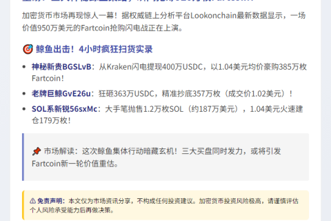 巨鲸4小时狂购920万枚Fartcoin