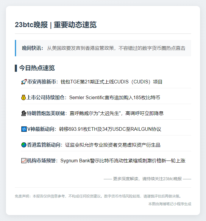 23btc晚报 | 6月4日重要动态速览