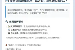 美元指数DXY跌0.5%至98.77