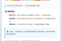 巨鲸11小时狂揽1660枚WETH
