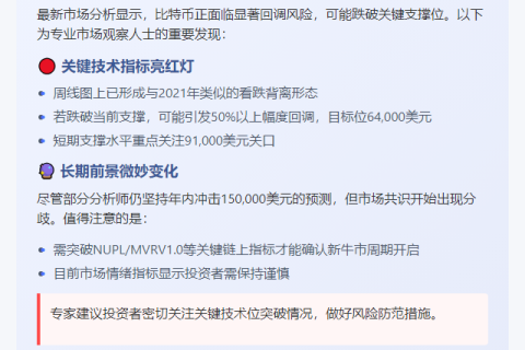 比特币或回调至6.4万，15万目标存疑