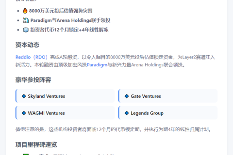 Reddio完成8000万美元A轮融资，Paradigm领投