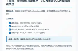 鲸鱼再赎752万美元SOL并存入Binance
