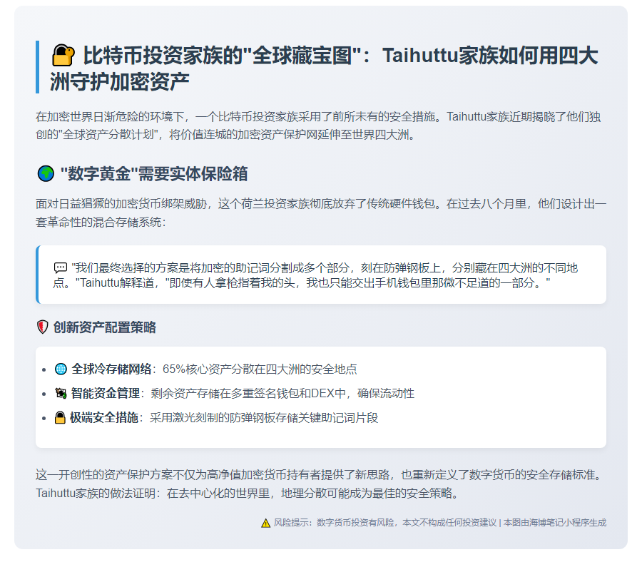 比特币家族分存助记词于四大洲防劫持