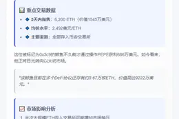 PEPE巨鲸3天转6200 ETH至币安