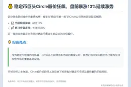 Circle美股盘前续涨13%，前日飙升近30%